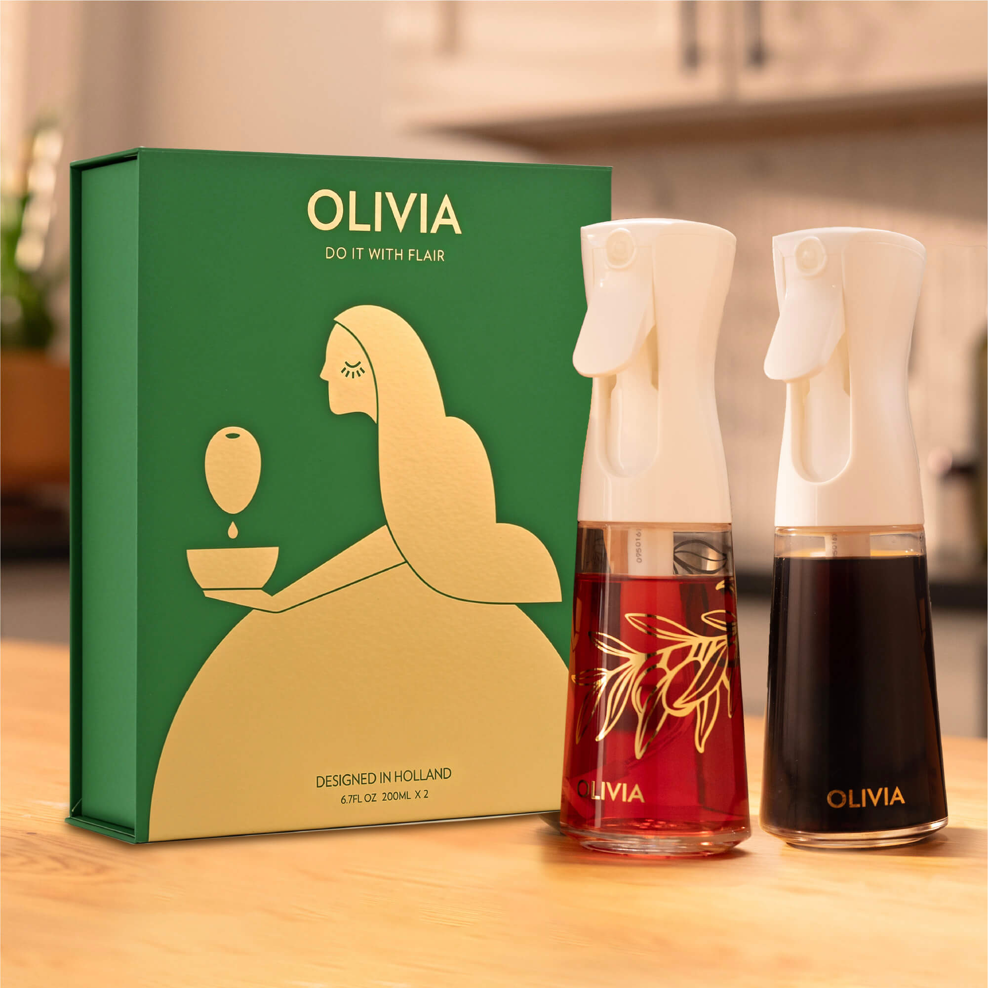 Olivia Signature Oil Sprayer White Two Pack 200ml